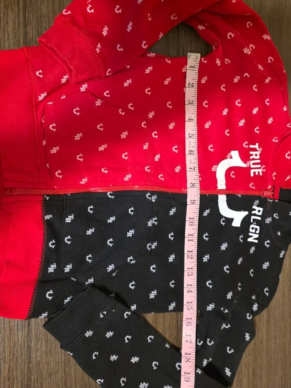 True Religion Boys Split-Color Allover Monogram Hoodie and Jogger Sweatsuit Set